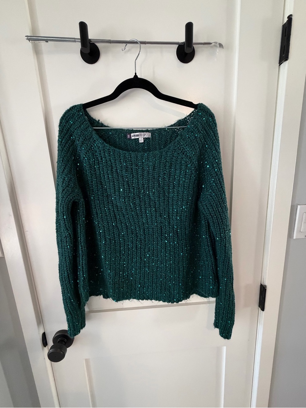 Jennifer Lopez Green Sequin Sweater